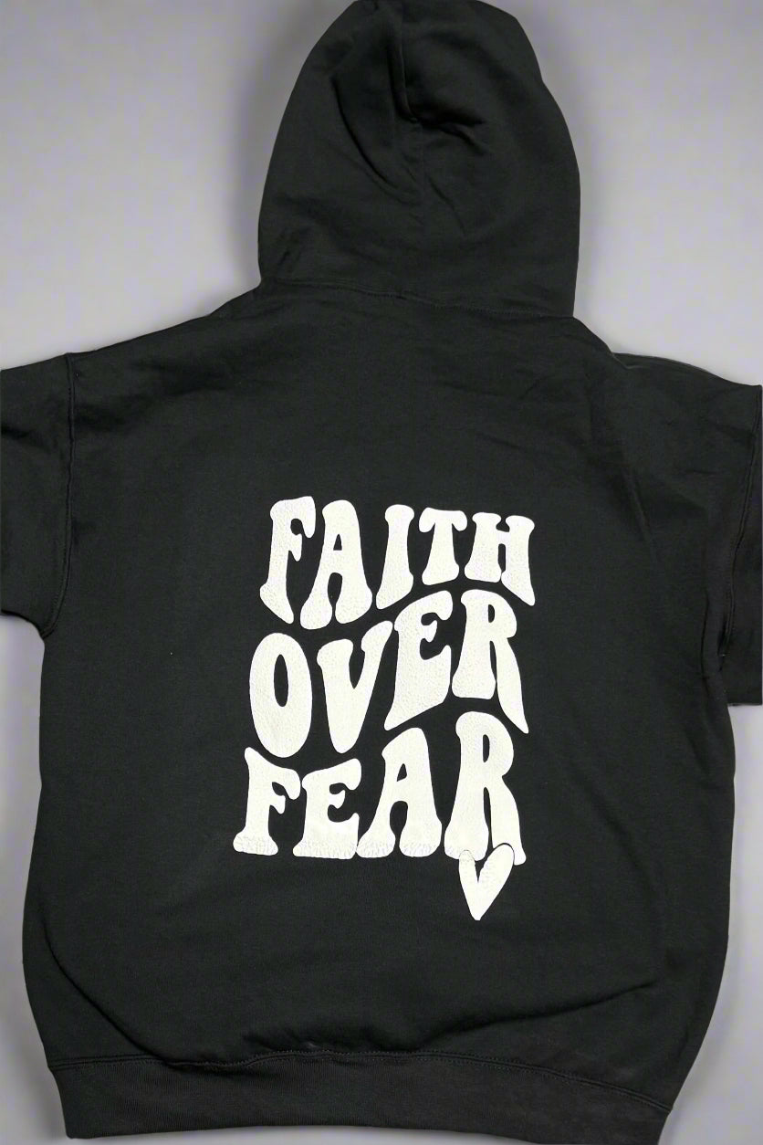 Faith over Fear puff print Hoodie